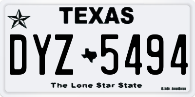 TX license plate DYZ5494