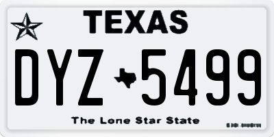 TX license plate DYZ5499