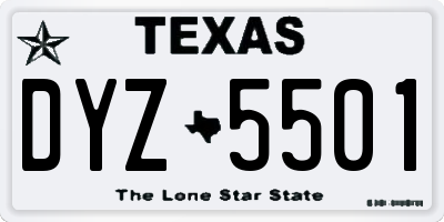 TX license plate DYZ5501