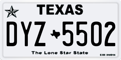 TX license plate DYZ5502