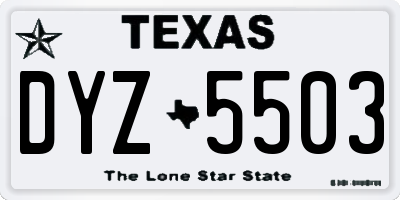 TX license plate DYZ5503