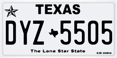 TX license plate DYZ5505
