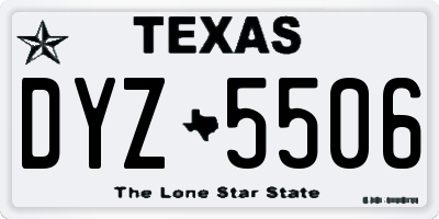 TX license plate DYZ5506