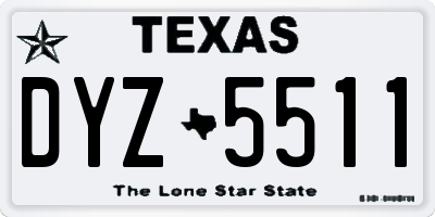 TX license plate DYZ5511