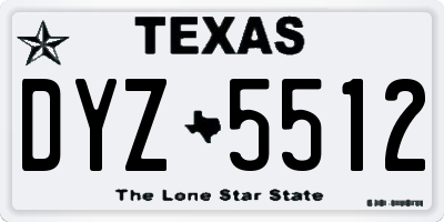 TX license plate DYZ5512