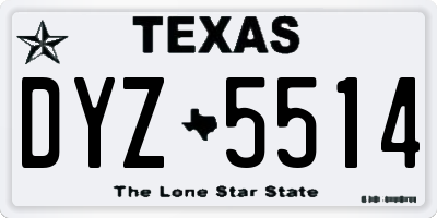TX license plate DYZ5514