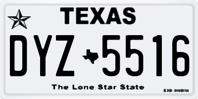 TX license plate DYZ5516