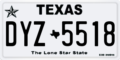 TX license plate DYZ5518