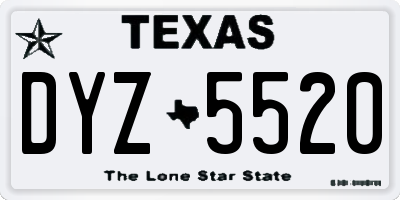 TX license plate DYZ5520
