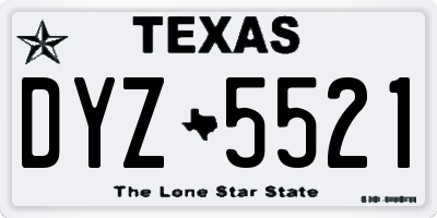 TX license plate DYZ5521