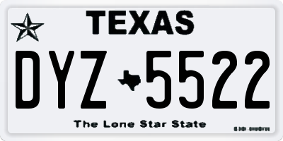 TX license plate DYZ5522