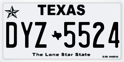 TX license plate DYZ5524