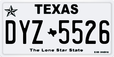 TX license plate DYZ5526