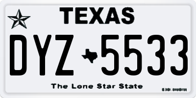 TX license plate DYZ5533