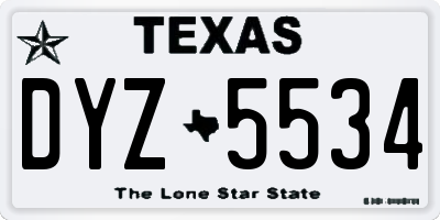 TX license plate DYZ5534