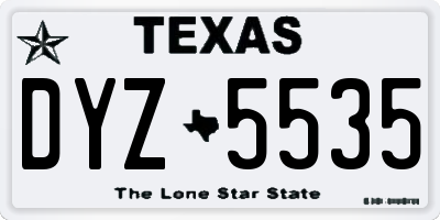 TX license plate DYZ5535