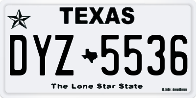 TX license plate DYZ5536