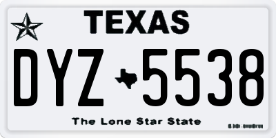 TX license plate DYZ5538