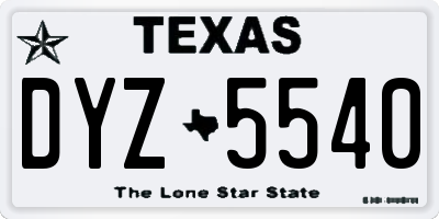 TX license plate DYZ5540