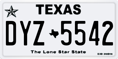TX license plate DYZ5542