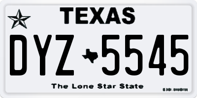 TX license plate DYZ5545