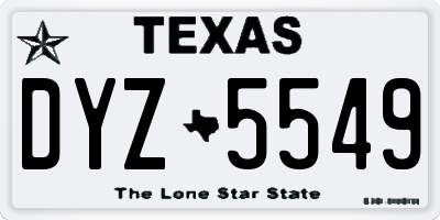 TX license plate DYZ5549