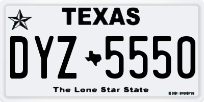 TX license plate DYZ5550