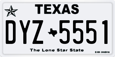 TX license plate DYZ5551