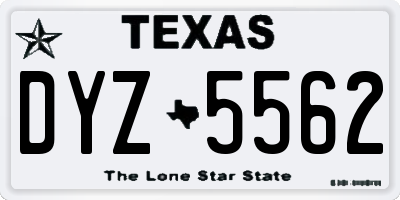 TX license plate DYZ5562