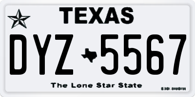 TX license plate DYZ5567
