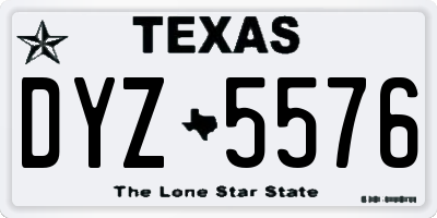 TX license plate DYZ5576