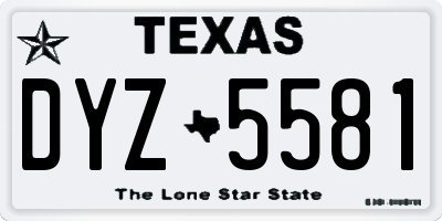TX license plate DYZ5581