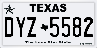 TX license plate DYZ5582