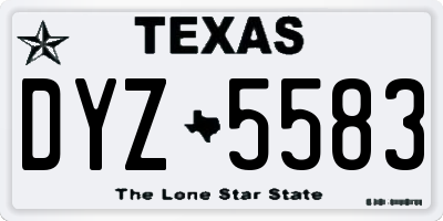 TX license plate DYZ5583