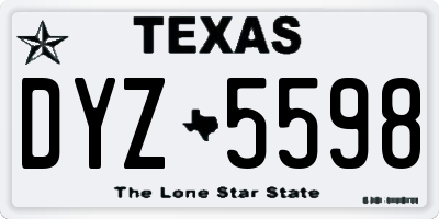 TX license plate DYZ5598