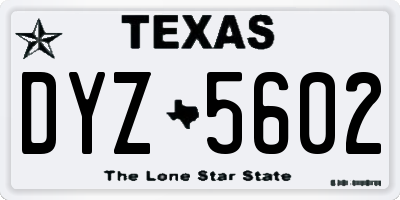 TX license plate DYZ5602