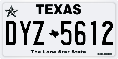 TX license plate DYZ5612