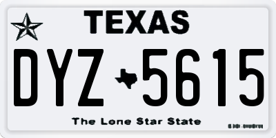 TX license plate DYZ5615