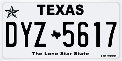 TX license plate DYZ5617