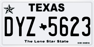 TX license plate DYZ5623