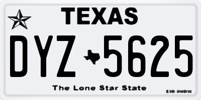 TX license plate DYZ5625