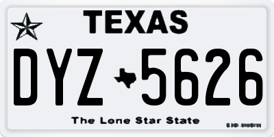 TX license plate DYZ5626