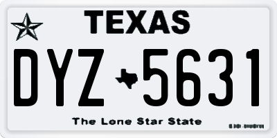 TX license plate DYZ5631