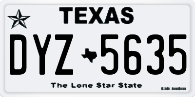 TX license plate DYZ5635