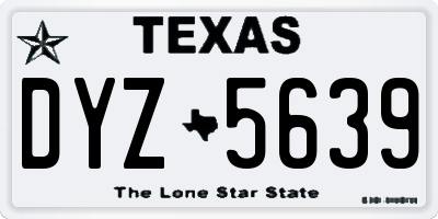 TX license plate DYZ5639