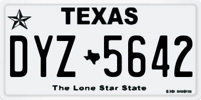 TX license plate DYZ5642