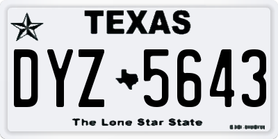 TX license plate DYZ5643