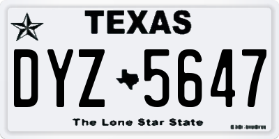TX license plate DYZ5647