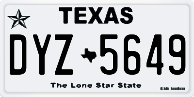 TX license plate DYZ5649
