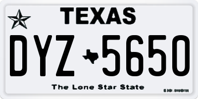 TX license plate DYZ5650